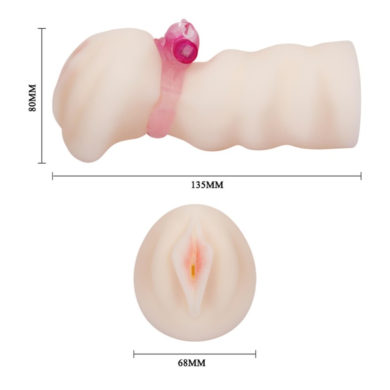 BAILE- Masturbator with vibrating ring, flesh-coloured